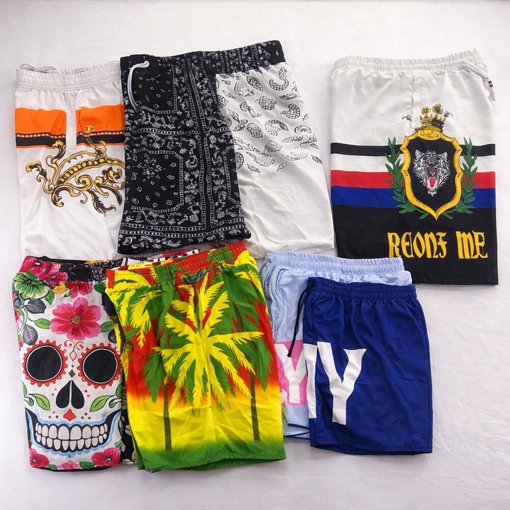 Men’s Swim Trunks Lot Size L Mixed Graphic Shorts Beach Summer Bundle 7
